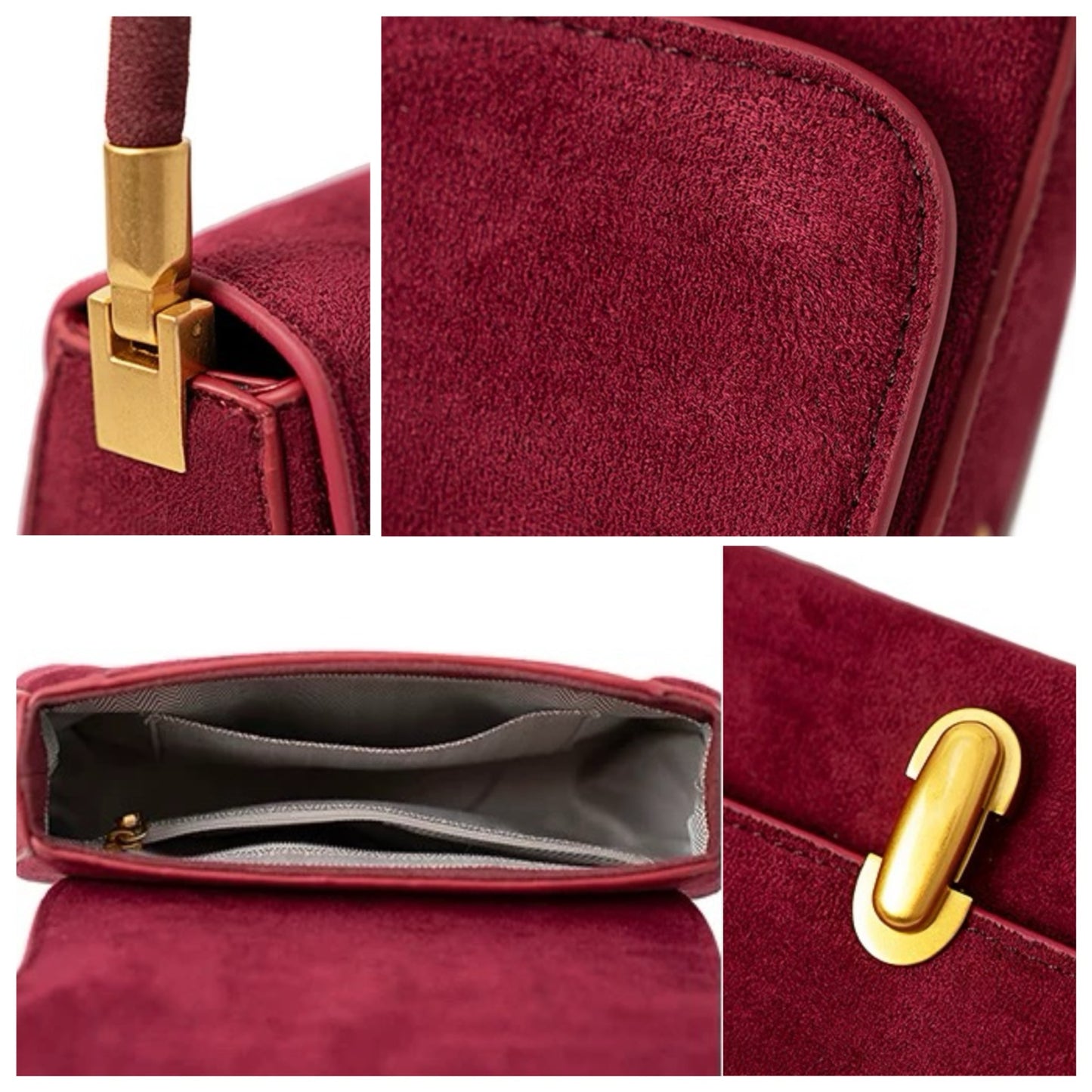 Women Suede Baguette Shoulder Bag