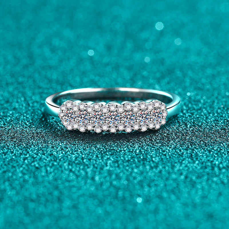 Moissanite Ring Pave Set Diamond