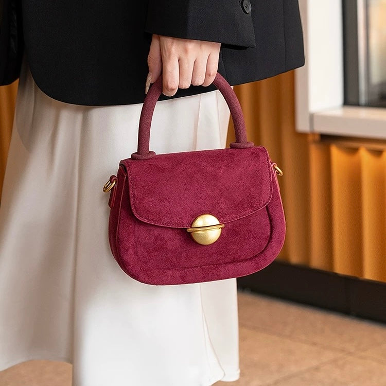 Women Suede Message Handle Bag