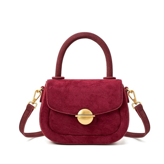 Women Suede Message Handle Bag