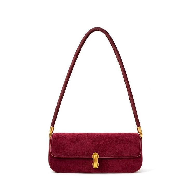 Women Suede Baguette Shoulder Bag