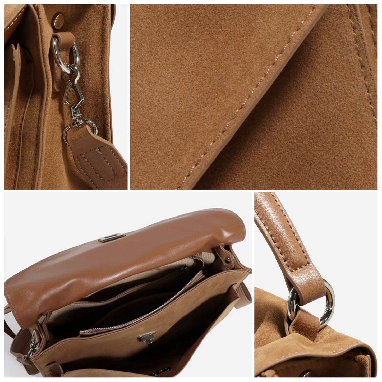 Women Genuine Soft Leather Message Handle Bag