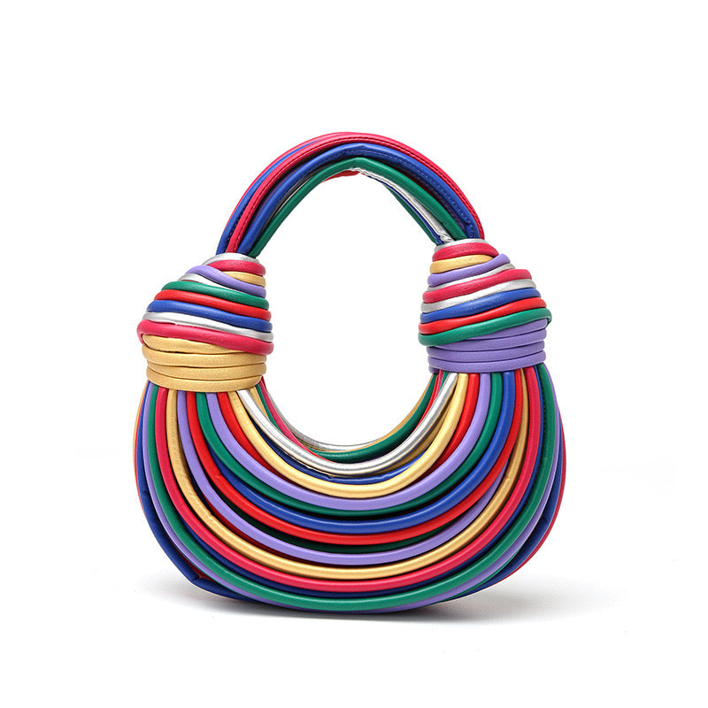 Threads knotted Clutch Bag Multi Rainbow