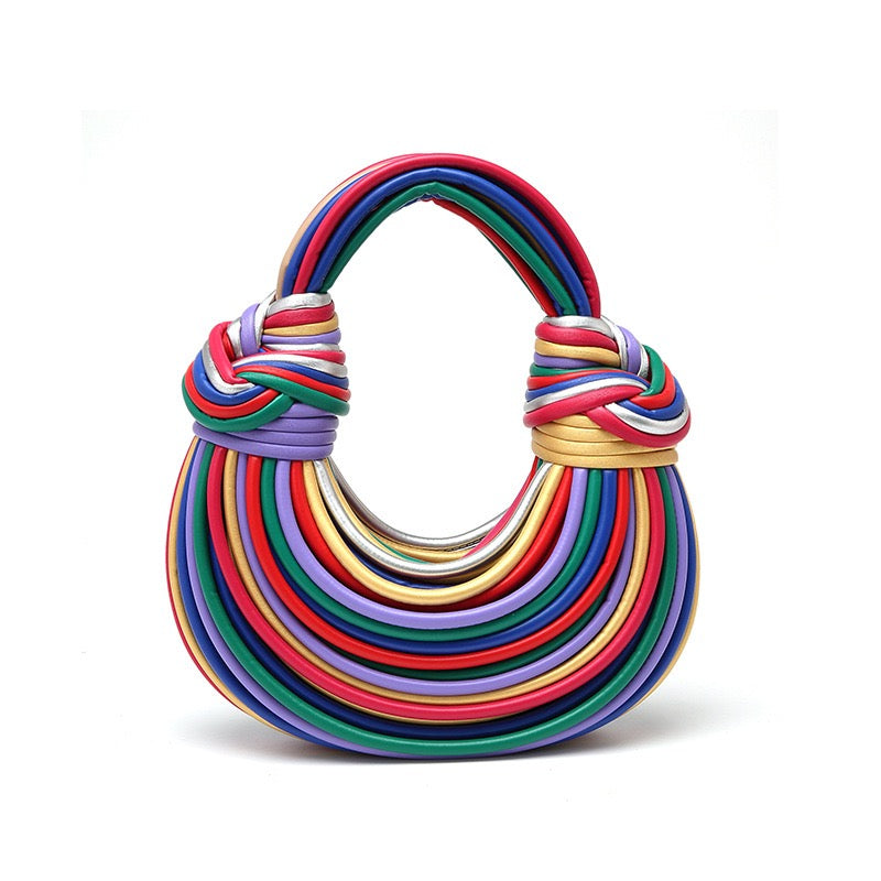 Threads knotted Clutch Bag Multi Rainbow