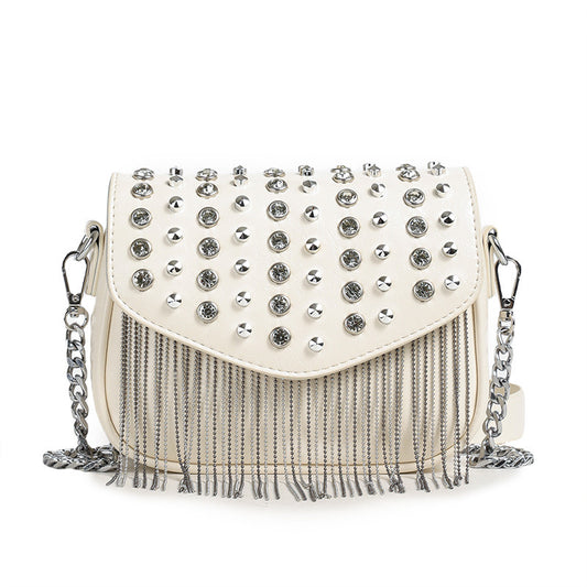 Women Tassel Stud Shoulder Bag