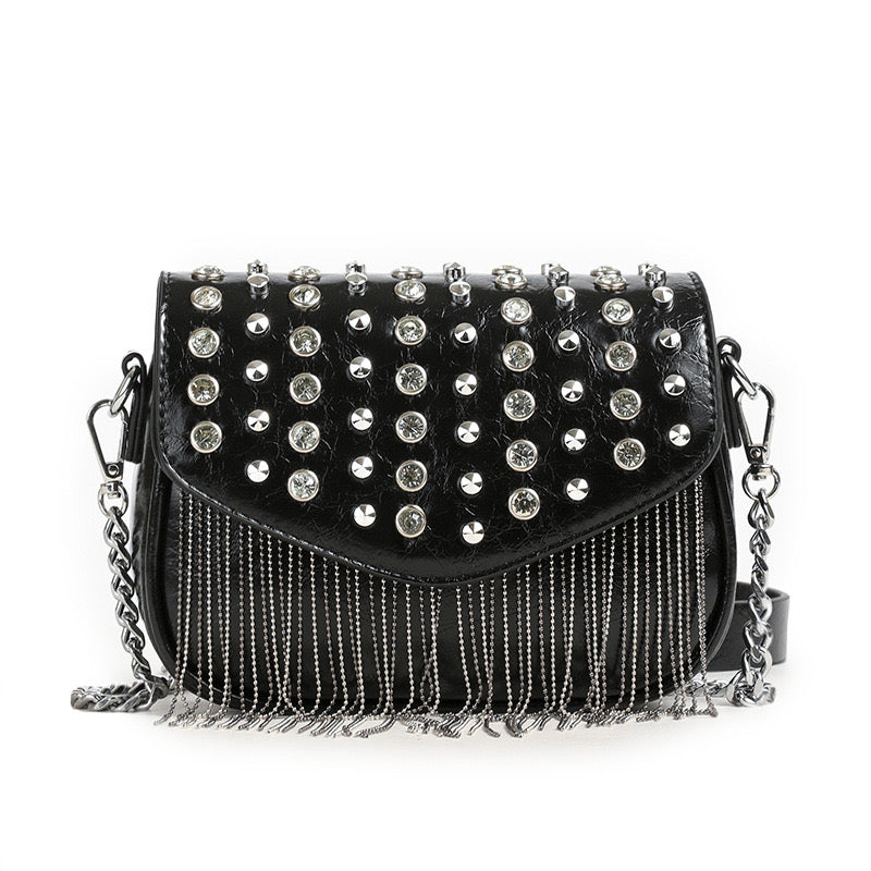 Women Tassel Stud Shoulder Bag