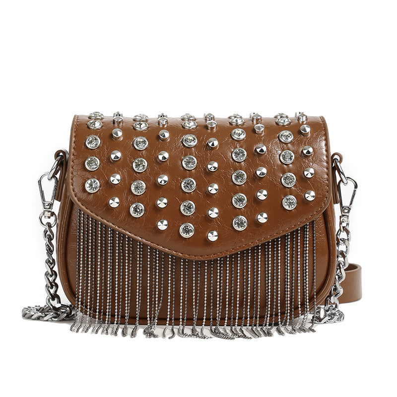 Women Tassel Stud Shoulder Bag