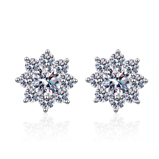 Moissanite Earring Sun Flower Diamond Stud