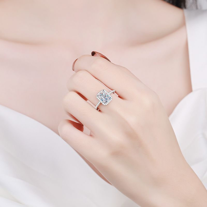 Moissanite Ring Radiant Cut Diamond