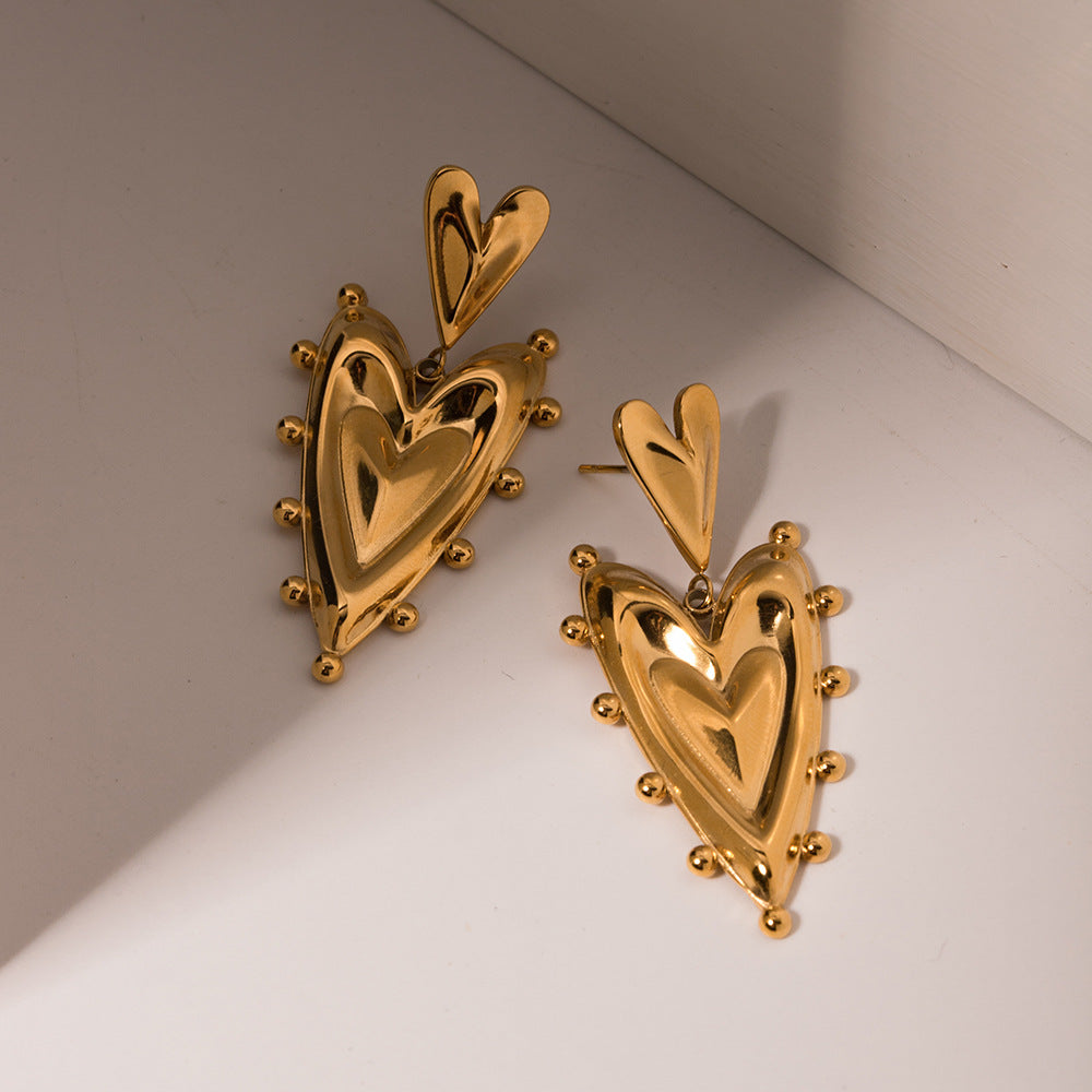 18K Gold Heart Spiky Heart Earring