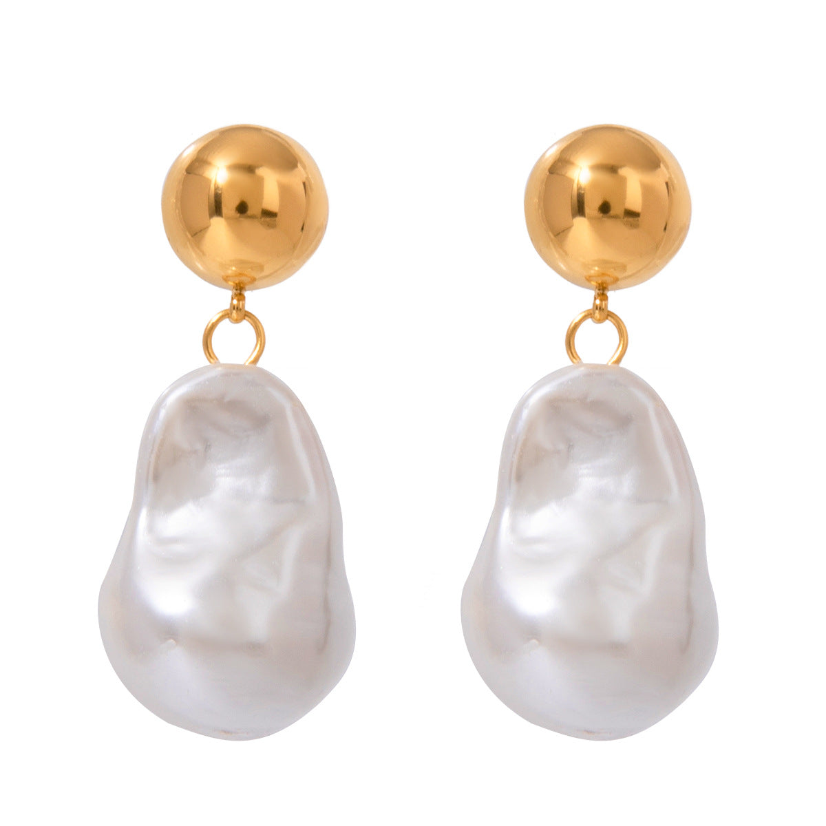 18K Gold Baroque Pearl Drop Earring