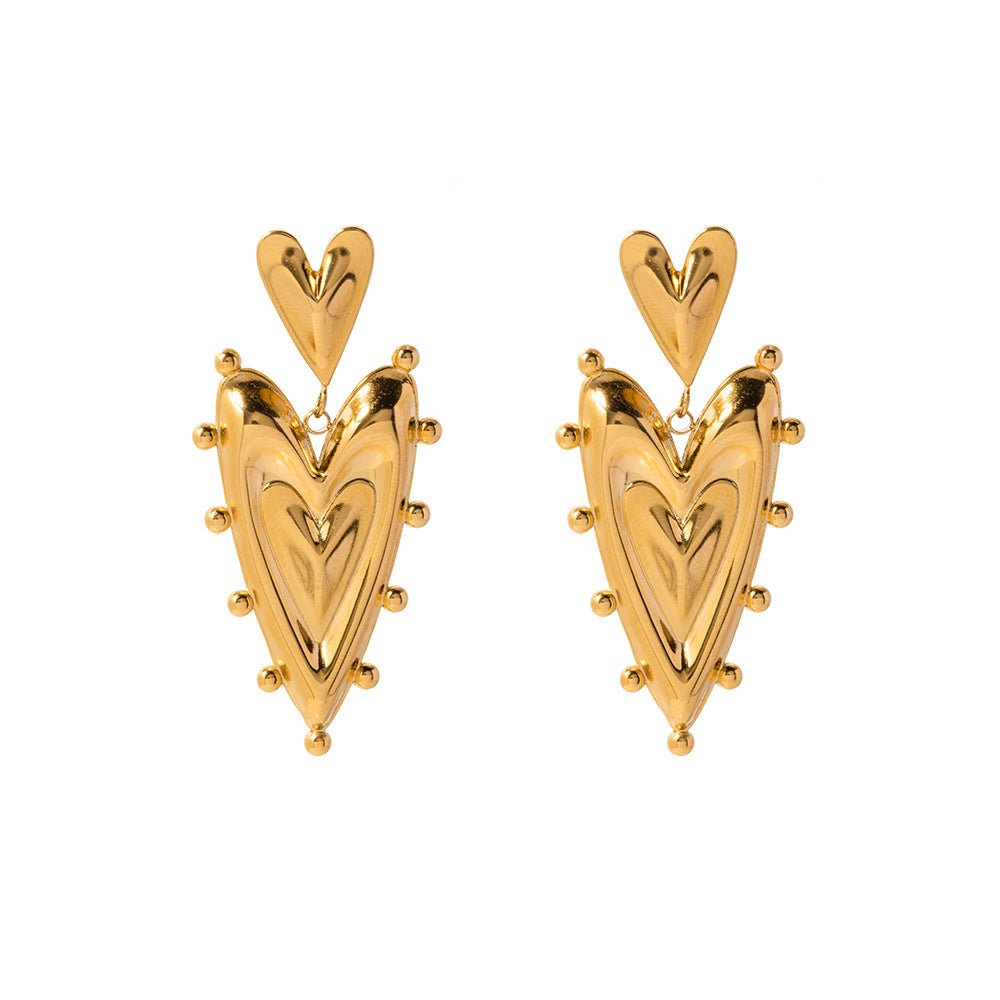 18K Gold Heart Spiky Heart Earring