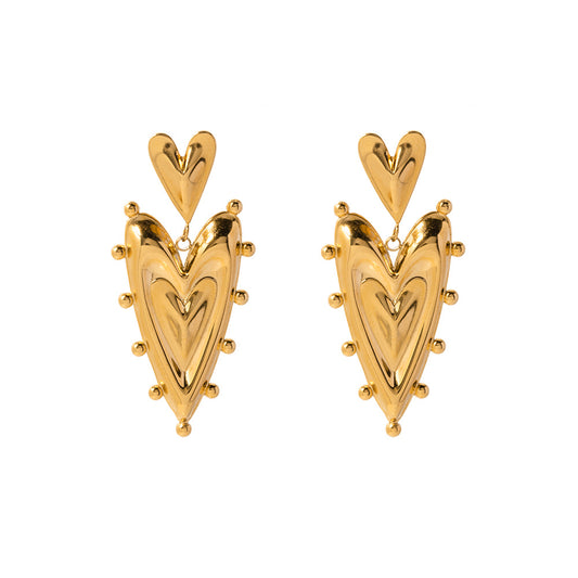 18K Gold Heart Spiky Heart Earring