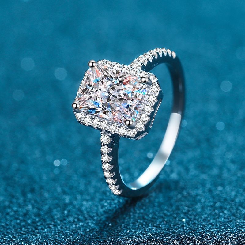 Moissanite Ring Radiant Cut Diamond