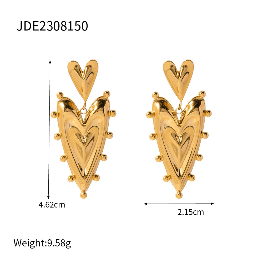 18K Gold Heart Spiky Heart Earring