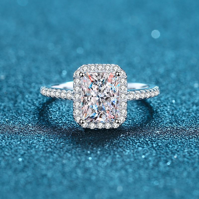 Moissanite Ring Radiant Cut Diamond