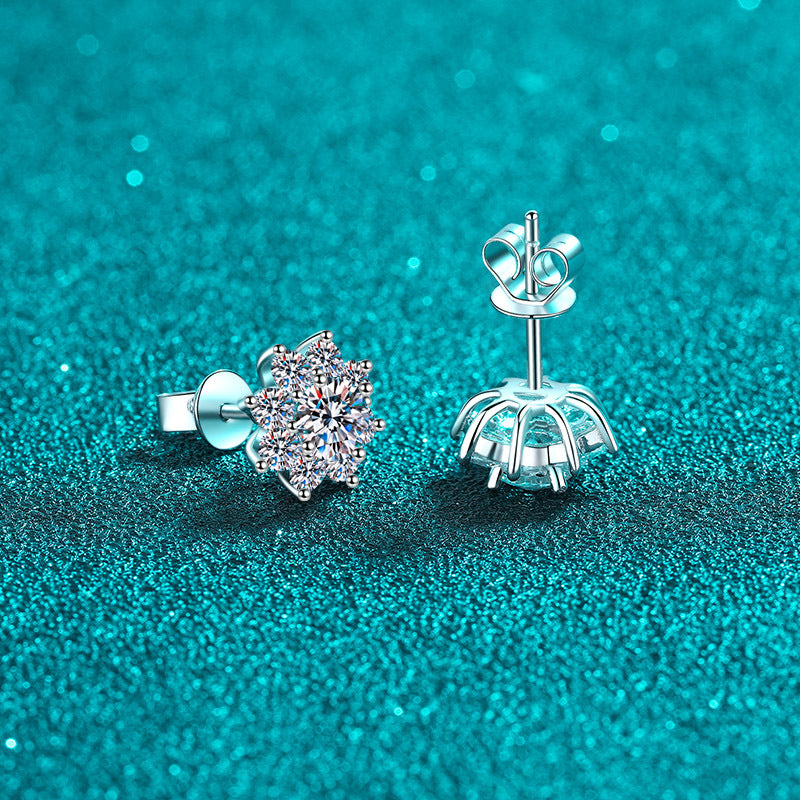 Moissanite Earring Sun Flower Diamond Stud